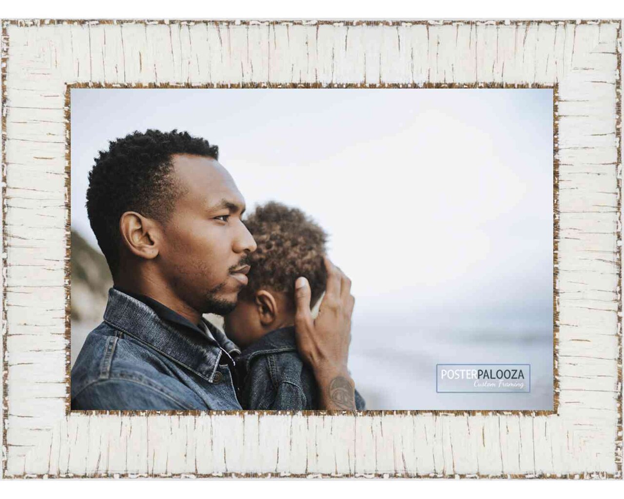 Photo Size Ornate White Picture Frame - UV Acrylic, Foam Board Backing, Hanging Hardware